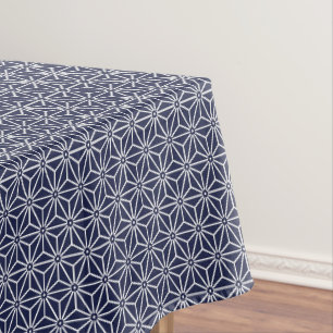 Vintage Navy Blue Asanoha Japan Pattern Vector Art Tablecloth