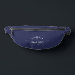 Vintage Navy Blue Bach Club Bachelorette Fanny Pack<br><div class="desc">A stylish and practical accessory for your pre-wedding weekend. This navy blue fanny pack blends vintage country club charm with functional flair — perfect for tennis-themed events, poolside lounging, or spontaneous champagne runs. Fully editable — personalize with your bride’s name, date, or wording. Part of the “Bach Club • Luxury...</div>