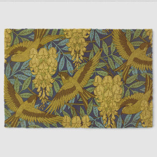 Vintage Navy Blue Bird & Yellow Floral Pattern Fiber Doormat
