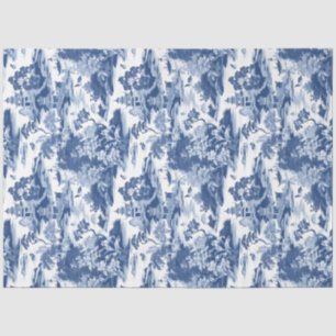 Vintage navy blue Chinoiserie china buildings Tissue Paper