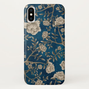 Vintage Navy Blue Chinoiserie Floral Greenery iPhone X Case