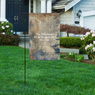 Vintage Navy Blue Custom Nautical Beach House Garden Flag