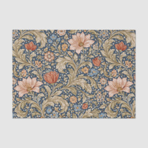 Vintage Navy Blue Floral Tissue Paper