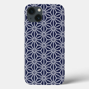 Vintage Navy Blue Graphics Japan Asanoha Pattern C iPhone 13 Case