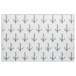 Vintage Navy Blue Nautical Anchor Pattern Fabric