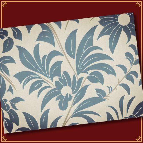 Vintage Navy Blue Retro Mid Century Bold Floral Tissue Paper