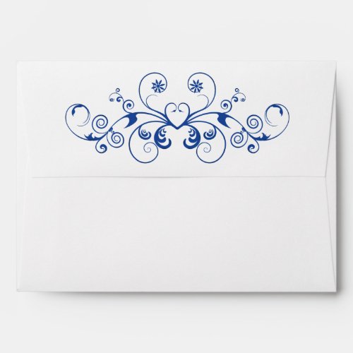 Vintage Navy Blue Swirl Ornate Envelope