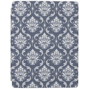 Vintage Navy Blue White Damask Pattern iPad Smart Cover