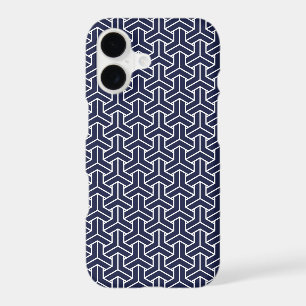 Vintage Navy Blue White Japan Bishamon Pattern iPhone 17 Case