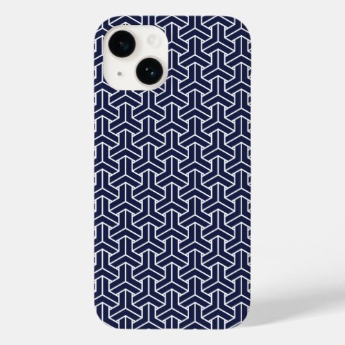 Vintage Navy Blue White Japan Bishamon Pattern Case_Mate iPhone 14 Case