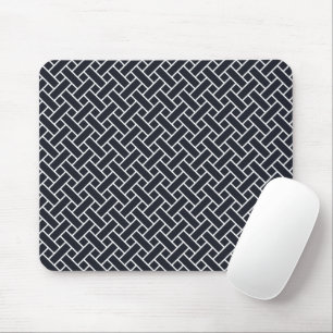 Vintage Navy Blue White Japan Weaving Pattern Mouse Pad
