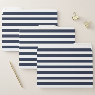 Vintage Navy Blue & White Stripes Striped File Folder