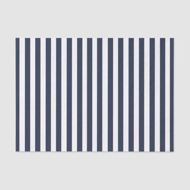 Vintage Navy Blue & White Stripes Striped Tissue Paper (Front)