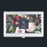 VINTAGE NAVY BLUSH PINK BURGUNDY PROTEA FLORAL BUSINESS CARD CASE<br><div class="desc">If you need any further customisation please feel free to message me on yellowfebstudio@gmail.com</div>