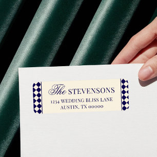 Vintage Navy Checkered Old Money Return Address Label