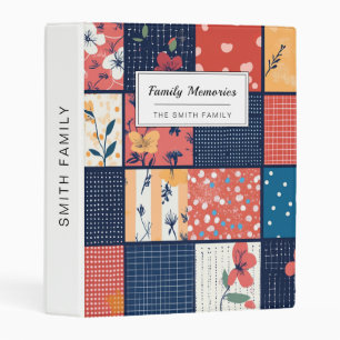 Vintage Navy Coral Floral Patchwork Quilt Mini Binder