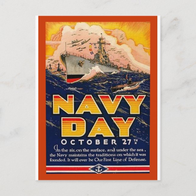 Vintage Navy Day Postcard (Front)