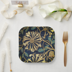 Vintage Navy & Gold Floral Paper Plates