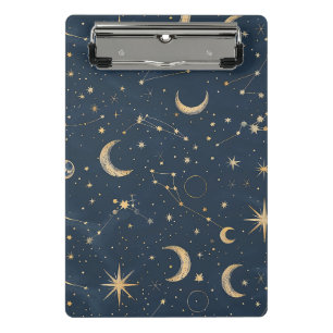Vintage Navy Ivory Astrology Moon Constellation Mini Clipboard