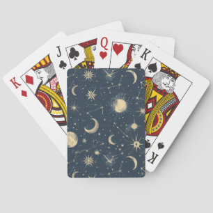 Vintage Navy Ivory Astrology Moon Constellation Poker Cards