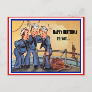 Vintage Navy Military Birthday Postcard