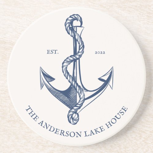 Vintage Navy Nautical Anchor Lake House Boat Coaster