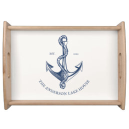 Vintage Navy Nautical Anchor Lake House Boat Serving Tray