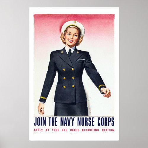 Vintage Navy Nurse Corps World War 2 Enlistment Po Poster