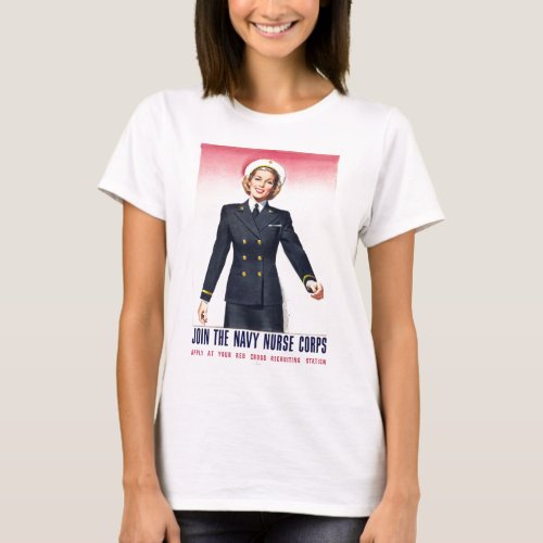 Vintage Navy Nurse Corps World War 2 Enlistment T_Shirt