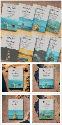 Vintage Navy Sailboat Beach Destination Collection