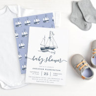 Vintage Navy Ship Nautical Baby Shower Invitation