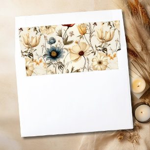 Vintage Navy Terracotta Wildflower Rustic Envelope Liner