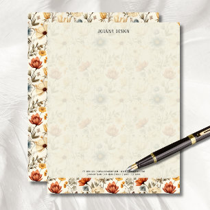 Vintage Navy Terracotta Wildflower Stationery 
