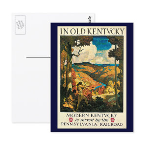 Vintage NC Wyeth Travel Poster, In Old Kentucky Postcard