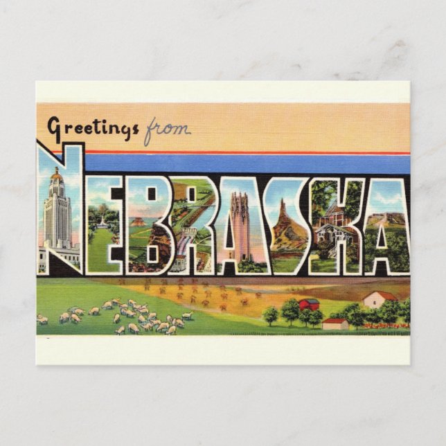Vintage Nebraska Greetings Postcard (Front)