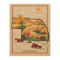 Vintage Nebraska Heartland Farm Scene