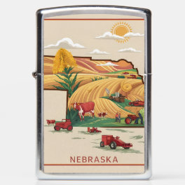 Vintage Nebraska Heartland Farm Scene Zippo Lighter