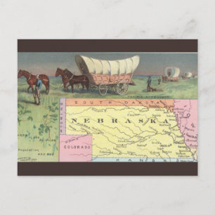 Vintage Nebraska Map Postcard