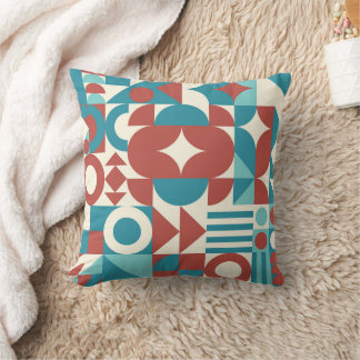 Vintage Neo geometric bauhaus style memphis Throw Pillow