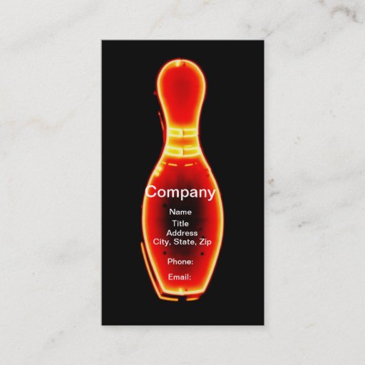 Customizable Vintage Neon Bowling Pin Business Cards