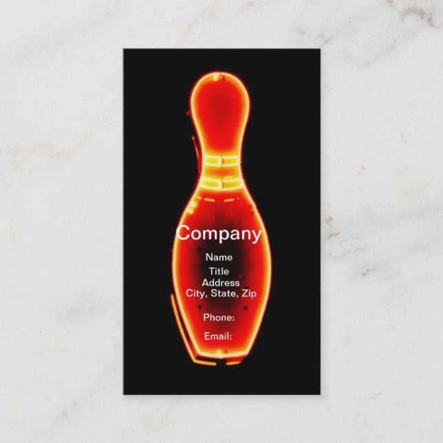 Vintage Neon Bowling Pin Business Card (Front)