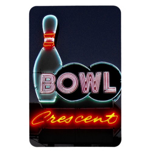 Vintage Neon Bowling Sign Photo Magnet