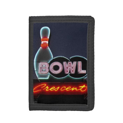 Vintage Neon Bowling Sign Trifold Wallet