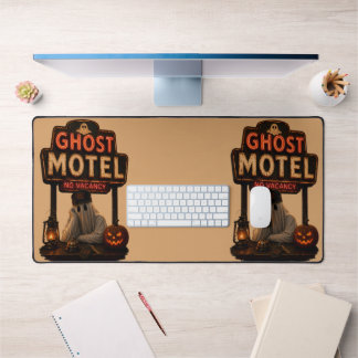Vintage Neon Ghost Motel Halloween Spooky Desk Mat