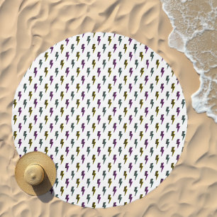 Vintage Neon Lightning Bolt Pattern Beach Towel