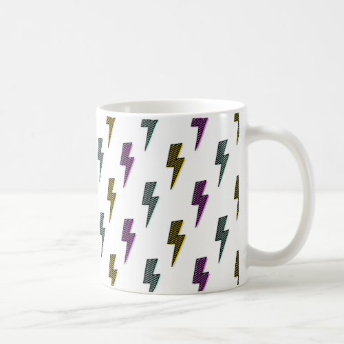 Vintage Neon Lightning Bolt Pattern Coffee Mug