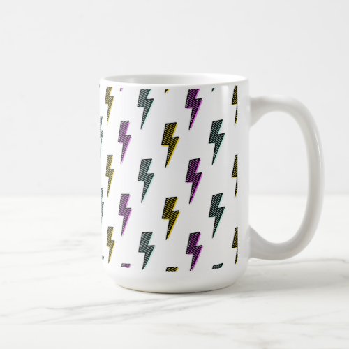 Vintage Neon Lightning Bolt Pattern Coffee Mug