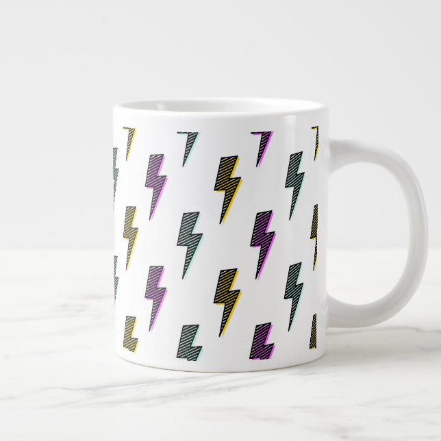 Vintage Neon Lightning Bolt Pattern Giant Coffee Mug (Right)