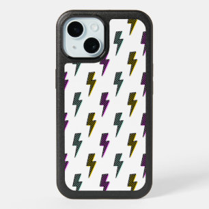 Vintage Neon Lightning Bolt Pattern iPhone 15 Case