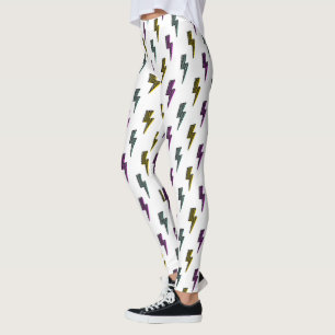 Vintage Neon Lightning Bolt Pattern Leggings